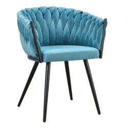 Krzesło Glamour Larissa tapicerowane welurem czarne nogi