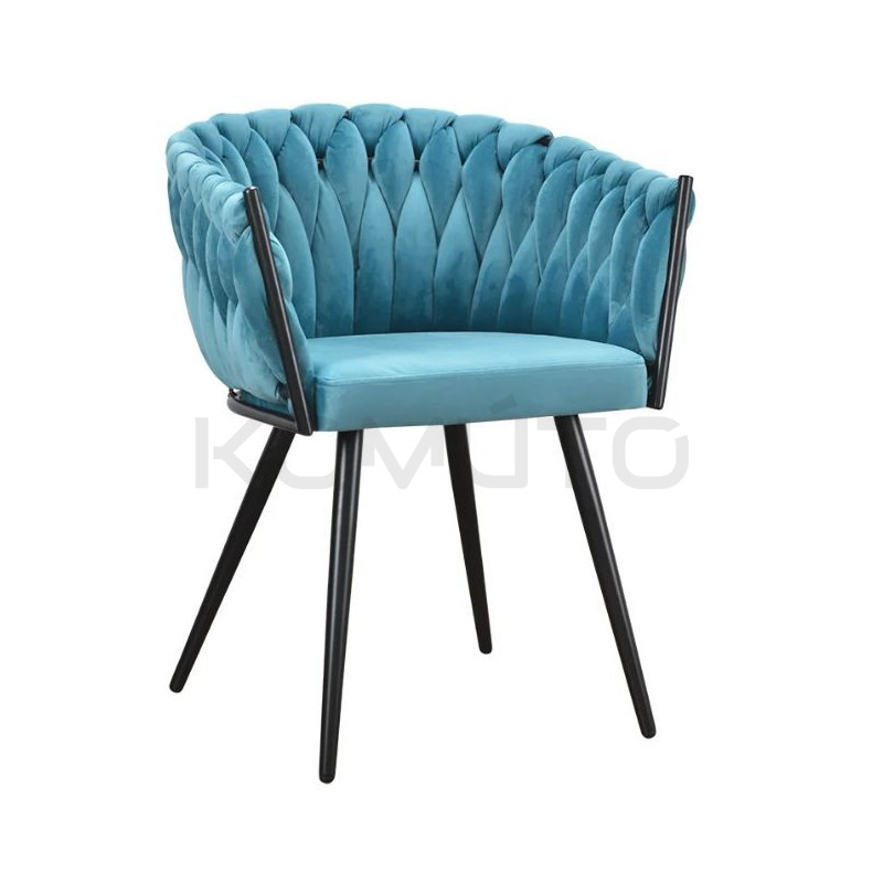 Krzesło Glamour Larissa tapicerowane welurem czarne nogi