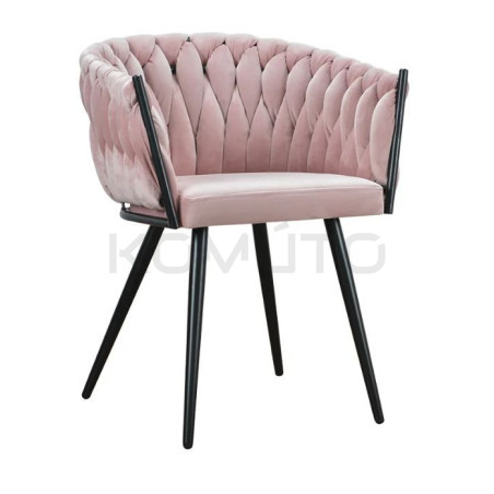 Krzesło Glamour Larissa tapicerowane welurem czarne nogi