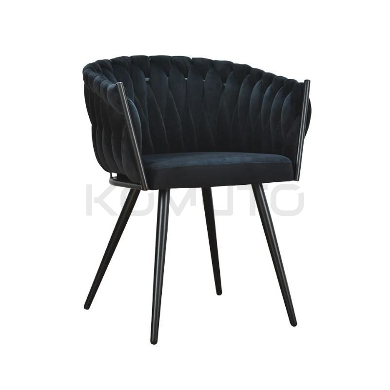 Krzesło Glamour Larissa tapicerowane welurem czarne nogi