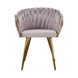 Krzesło Glamour Larissa tapicerowane welurem ze złotą podstawą