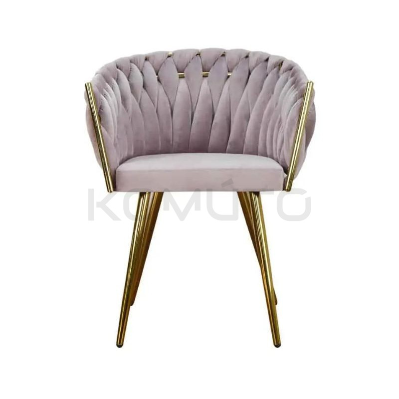 Krzesło Glamour Larissa tapicerowane welurem ze złotą podstawą