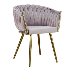 Krzesło Glamour Larissa tapicerowane welurem ze złotą podstawą