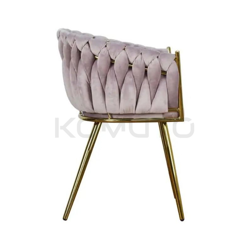Krzesło Glamour Larissa tapicerowane welurem ze złotą podstawą