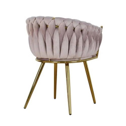 Krzesło Glamour Larissa tapicerowane welurem ze złotą podstawą