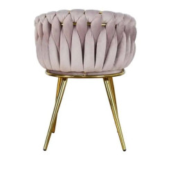 Krzesło Glamour Larissa tapicerowane welurem ze złotą podstawą