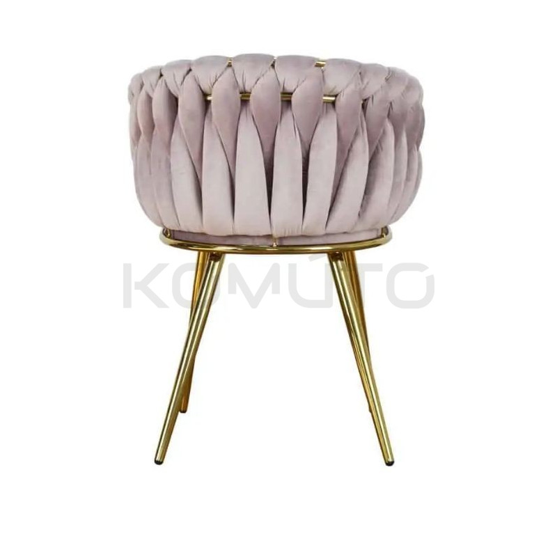 Krzesło Glamour Larissa tapicerowane welurem ze złotą podstawą