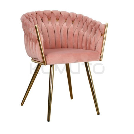 Krzesło Glamour Larissa tapicerowane welurem ze złotą podstawą