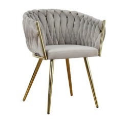 Krzesło Glamour Larissa tapicerowane welurem ze złotą podstawą