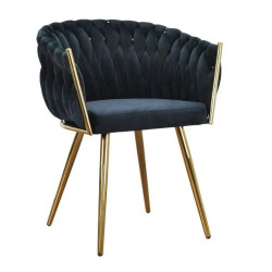 Krzesło Glamour Larissa tapicerowane welurem ze złotą podstawą