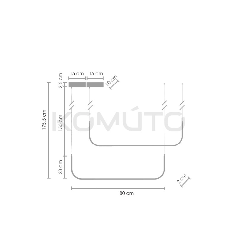 LAMPA WISZĄCA MINIMA-2 LED 80 pozioma podwójna  LAMPA WISZĄCA MINIMA-2 LED 80 pozioma podwójna