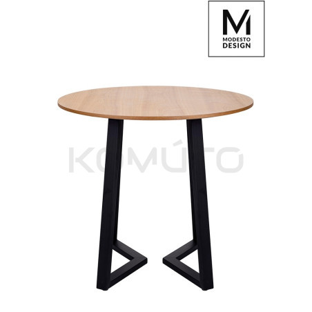 Mały Okragły Stół Tavolo 80 podstawa czarna blat dąb fornir