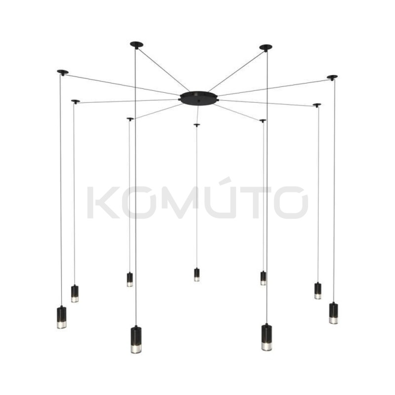 Lampa designerska Wisząca Linea 9 czarna w stylu loftowym
