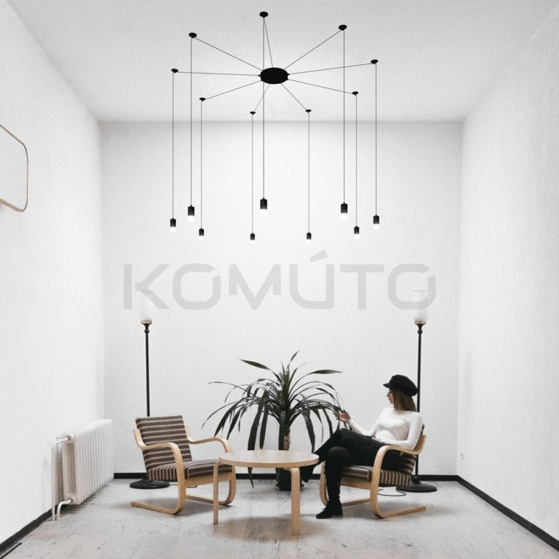 Lampa designerska Wisząca Linea 9 czarna w stylu loftowym Lampa designerska Wisząca Linea 9 czarna w stylu loftowym
