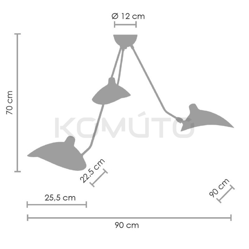 Lampa Raven CRANE-3P TRÓJRAMIENNA 90 CZARNA nowoczesna Lampa Raven CRANE-3P TRÓJRAMIENNA 90 CZARNA nowoczesna