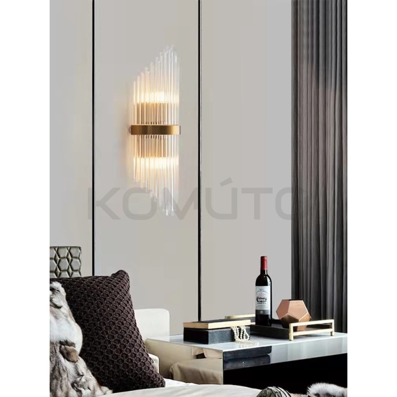 Kinkiet glamour FLORENS S kryształowe pałeczki złota opaska Kinkiet glamour FLORENS S kryształowe pałeczki złota opaska