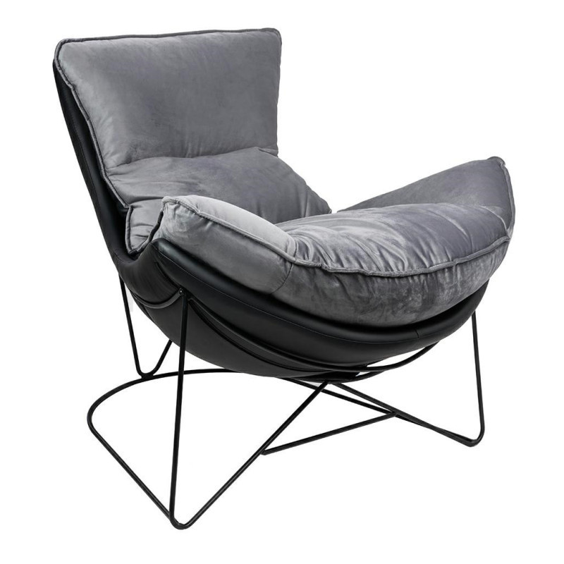 Fotel nowoczesny Otilia Stand w szaroczarnym welurze velvecie 