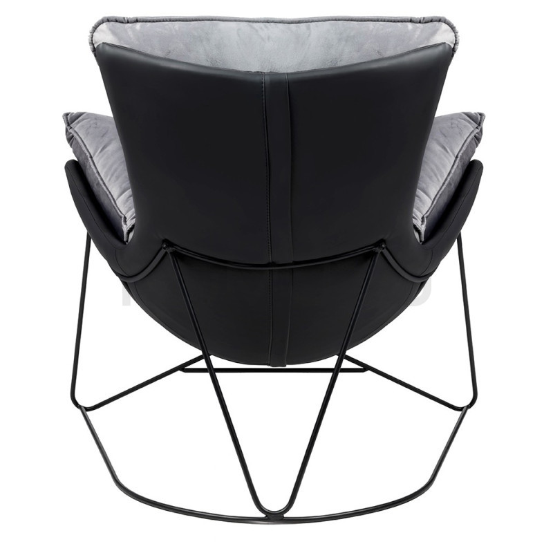 Fotel nowoczesny Otilia Stand w szaroczarnym welurze velvecie  Fotel nowoczesny Otilia Stand w szaroczarnym welurze velvecie