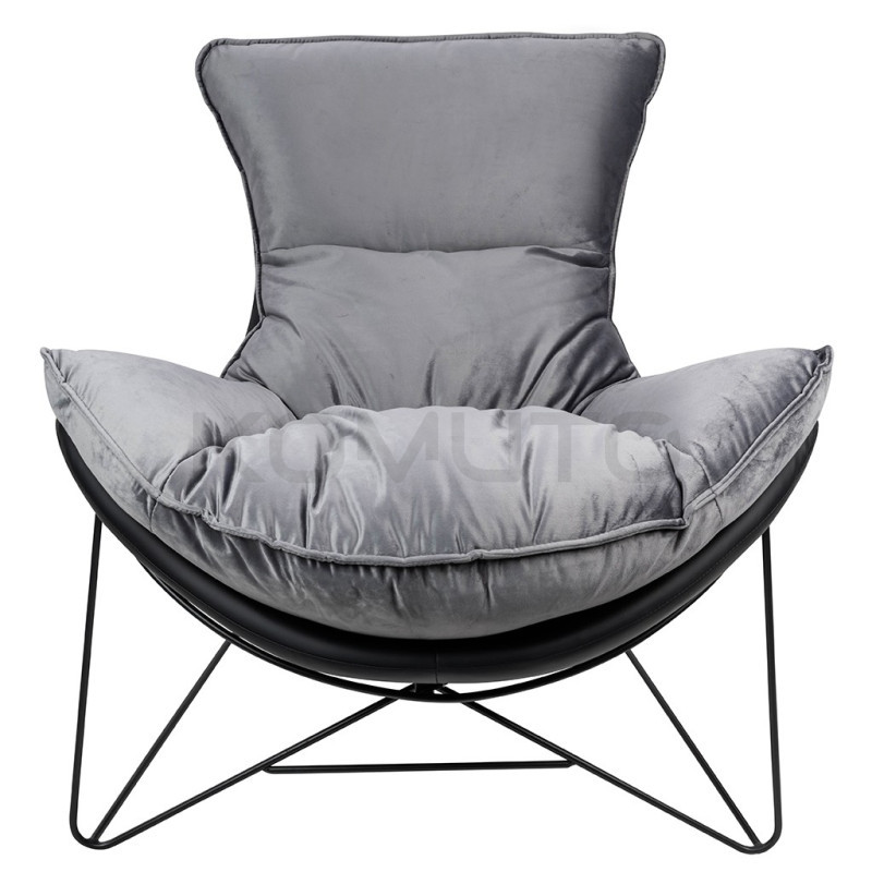 Fotel nowoczesny Otilia Stand w szaroczarnym welurze velvecie  Fotel nowoczesny Otilia Stand w szaroczarnym welurze velvecie