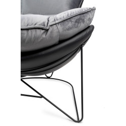 Fotel nowoczesny Otilia Stand w szaroczarnym welurze velvecie  Fotel nowoczesny Otilia Stand w szaroczarnym welurze velvecie