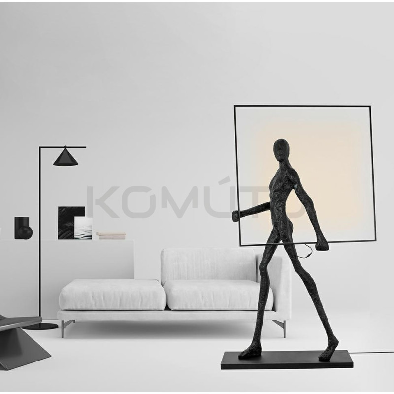 Lampa stojąca rzeźba Człowiek z kwadratem Human square Lampa stojąca rzeźba Człowiek z kwadratem Human square