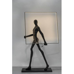 Lampa stojąca rzeźba Człowiek z kwadratem Human square Lampa stojąca rzeźba Człowiek z kwadratem Human square