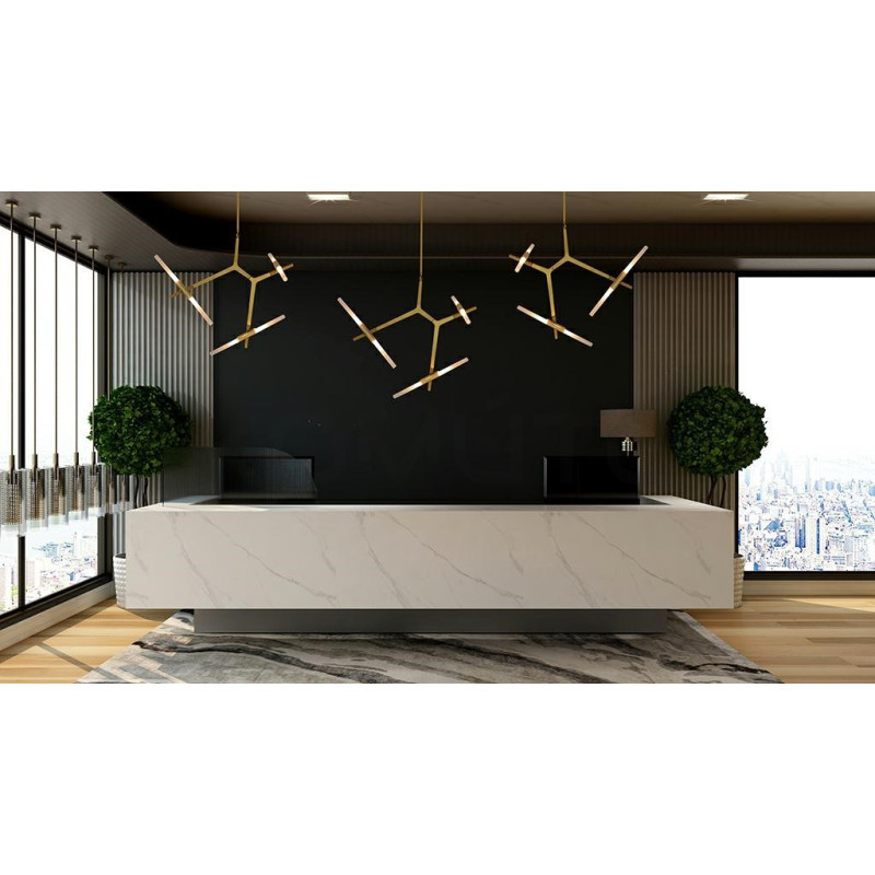 Lampa Wisząca glamour Candelabr 6 złota geometryczna nowoczesna