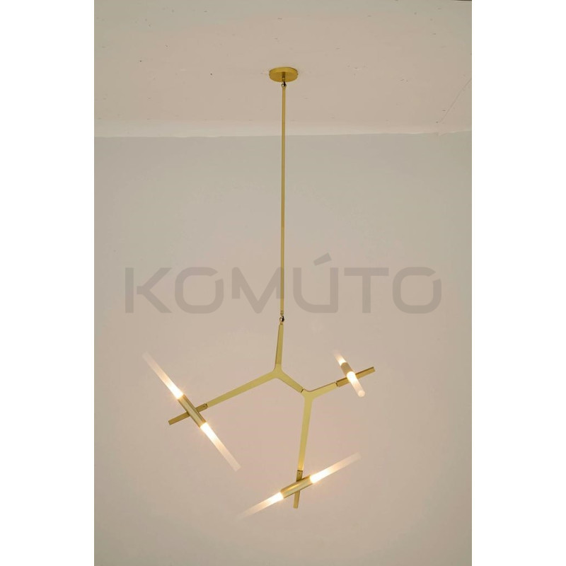 Lampa Wisząca glamour Candelabr 6 złota geometryczna nowoczesna