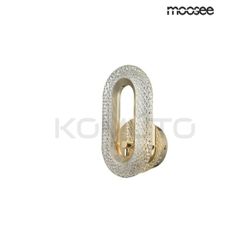 Kinkiet kryształowy JEWEL złoty wydłużony owal