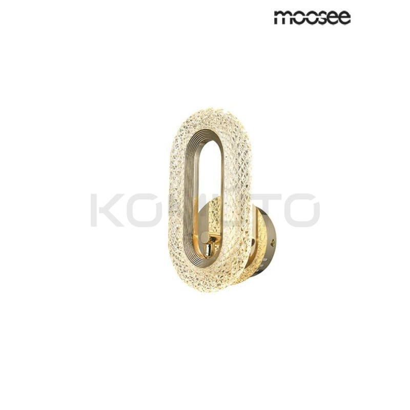 Kinkiet kryształowy JEWEL złoty wydłużony owal