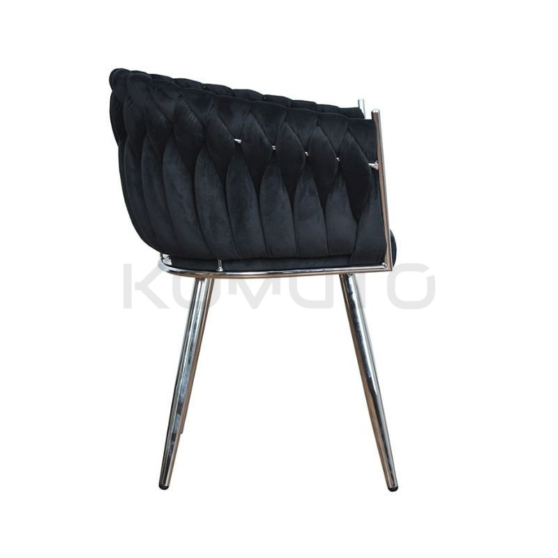 Tapicerowane Krzesło Glamour Larissa srebrne nogi