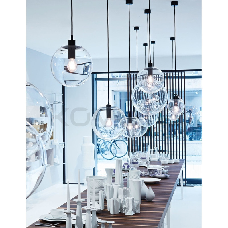 Geometryczna Lampa Wisząca Sandra 35 szklana kula przezroczysta Geometryczna Lampa Wisząca Sandra 35 szklana kula przezroczysta