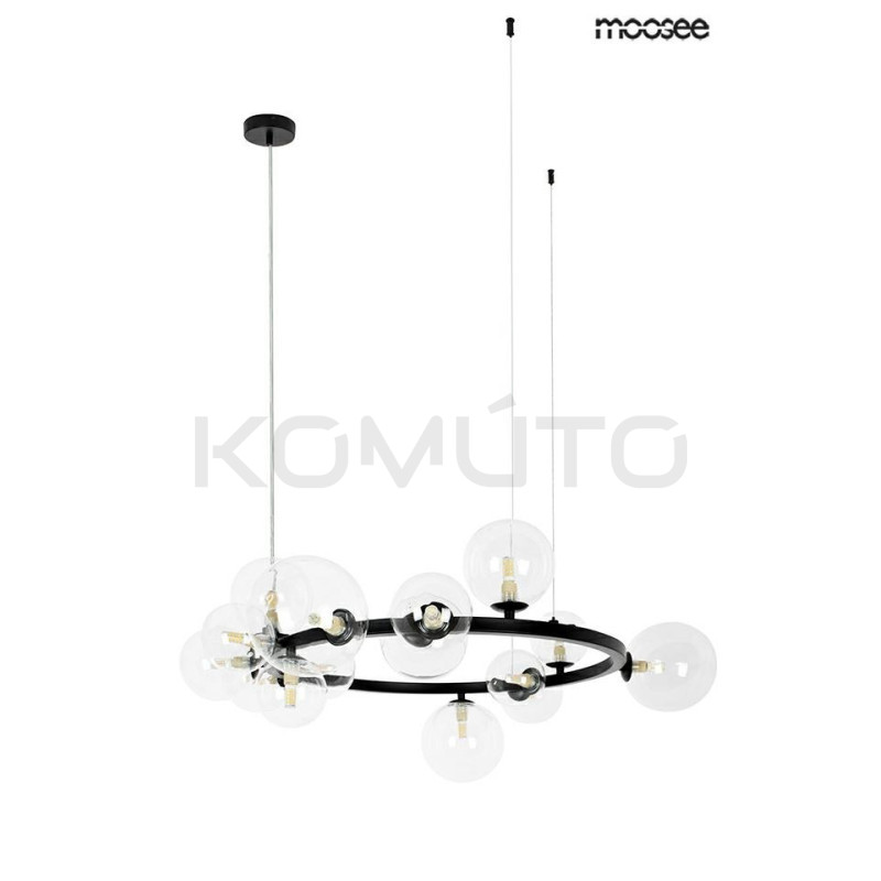 Nowoczesna Lampa wisząca ALURE okrągła 85 czarna do salonu Nowoczesna Lampa wisząca ALURE okrągła 85 czarna do salonu