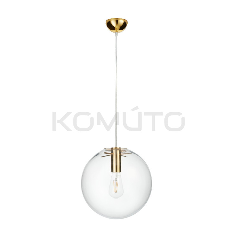 LAMPA WISZĄCA Glamour TONDA SANDRA ZŁOTA 30 szklana kula bezbarwna