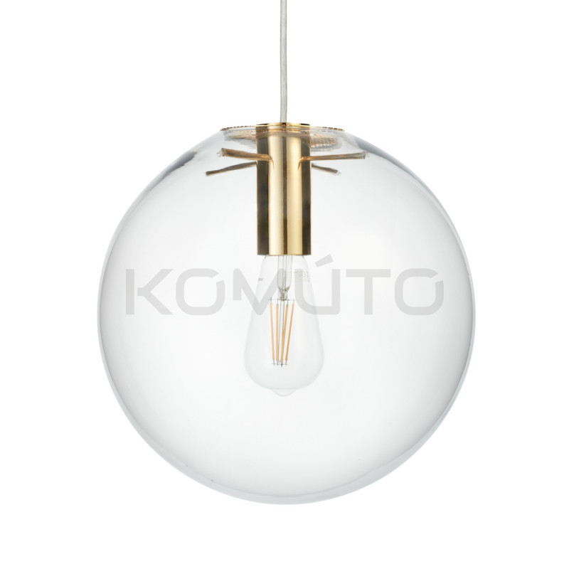 LAMPA WISZĄCA Glamour TONDA SANDRA ZŁOTA 30 szklana kula bezbarwna