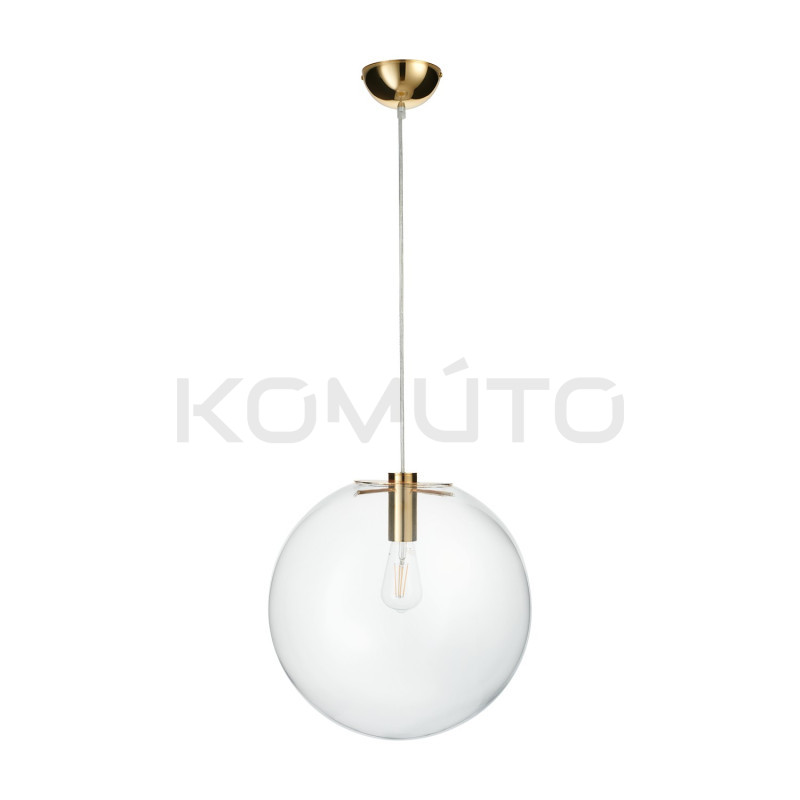 LAMPA WISZĄCA szklana kula bezbarwna TONDA SANDRA ZŁOTA 40