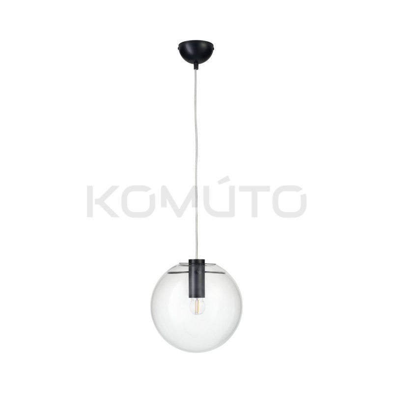 LAMPA WISZĄCA Geometryczna TONDA SANDRA CZARNA 25 bezbarwna kula