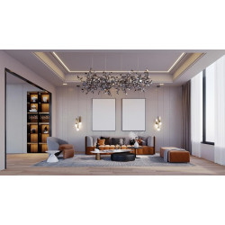 Podwójna lampa wisząca glamour MONETE złota lub srebrna