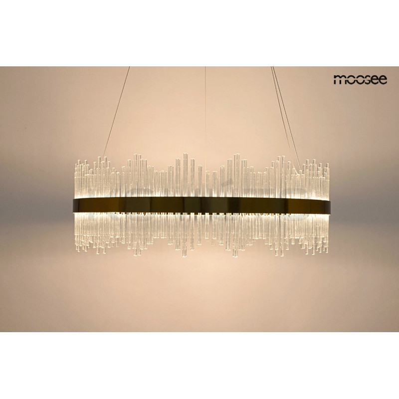 Lampa wisząca glamour Florens 80 złota kryształowe pałeczki