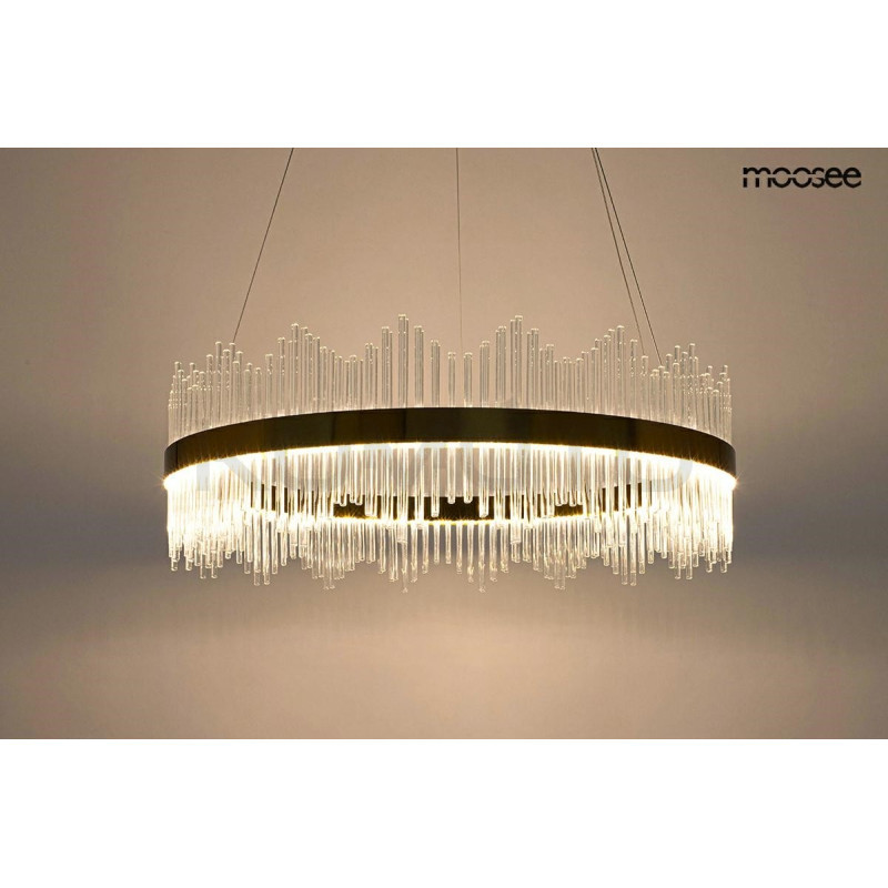 Lampa wisząca glamour Florens 80 złota kryształowe pałeczki