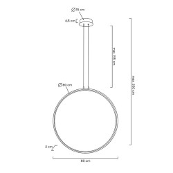 Lampa wisząca okrąg obręcz led CIRCULO 80 czarna