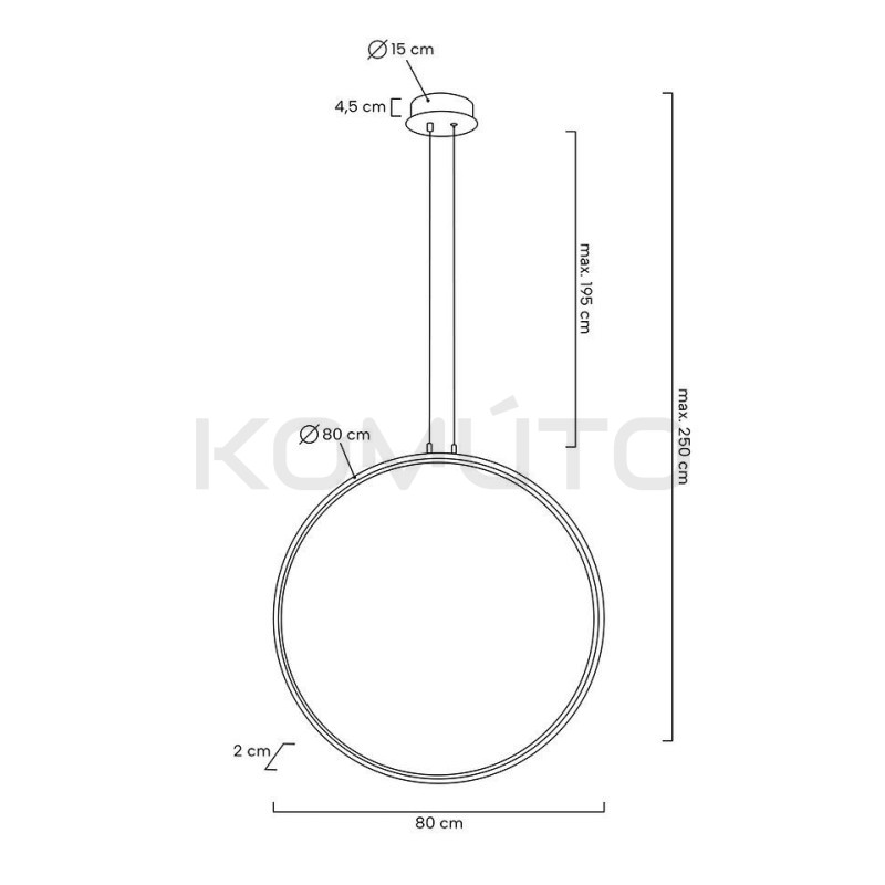 Lampa wisząca okrąg obręcz led CIRCULO 80 czarna