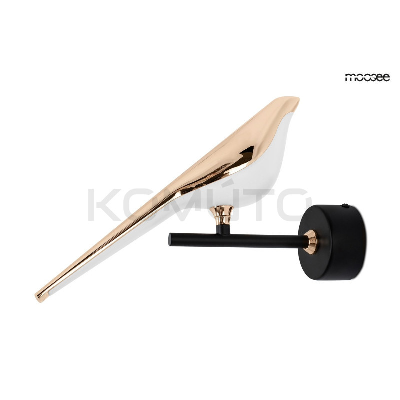 Kinkiet glamour BIRD ptaszek złoty słowik na gałązce