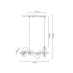 Nowoczesna  czarna Lampa wisząca ALURE Line 90 szklane klosze Nowoczesna  czarna Lampa wisząca ALURE Line 90 szklane klosze