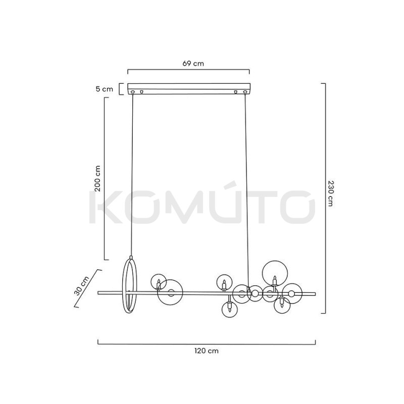 Długa Lampa wisząca ALURE Line 120 nad długi stół nad wyspę Długa Lampa wisząca ALURE Line 120 nad długi stół nad wyspę