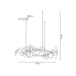 Czarna duża Lampa wisząca ALURE okrągła do salonu 20 kloszy Czarna duża Lampa wisząca ALURE okrągła do salonu 20 kloszy