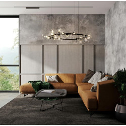 Czarna duża Lampa wisząca ALURE okrągła do salonu 20 kloszy Czarna duża Lampa wisząca ALURE okrągła do salonu 20 kloszy