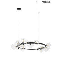 Czarna duża Lampa wisząca ALURE okrągła do salonu 20 kloszy Czarna duża Lampa wisząca ALURE okrągła do salonu 20 kloszy