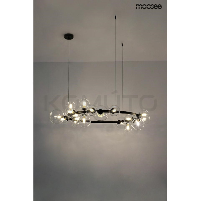 Czarna duża Lampa wisząca ALURE okrągła do salonu 20 kloszy Czarna duża Lampa wisząca ALURE okrągła do salonu 20 kloszy