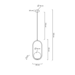 Lampa wisząca Aurelia 40 złota oprawa plus biały klosz kula Lampa wisząca Aurelia 40 złota oprawa plus biały klosz kula